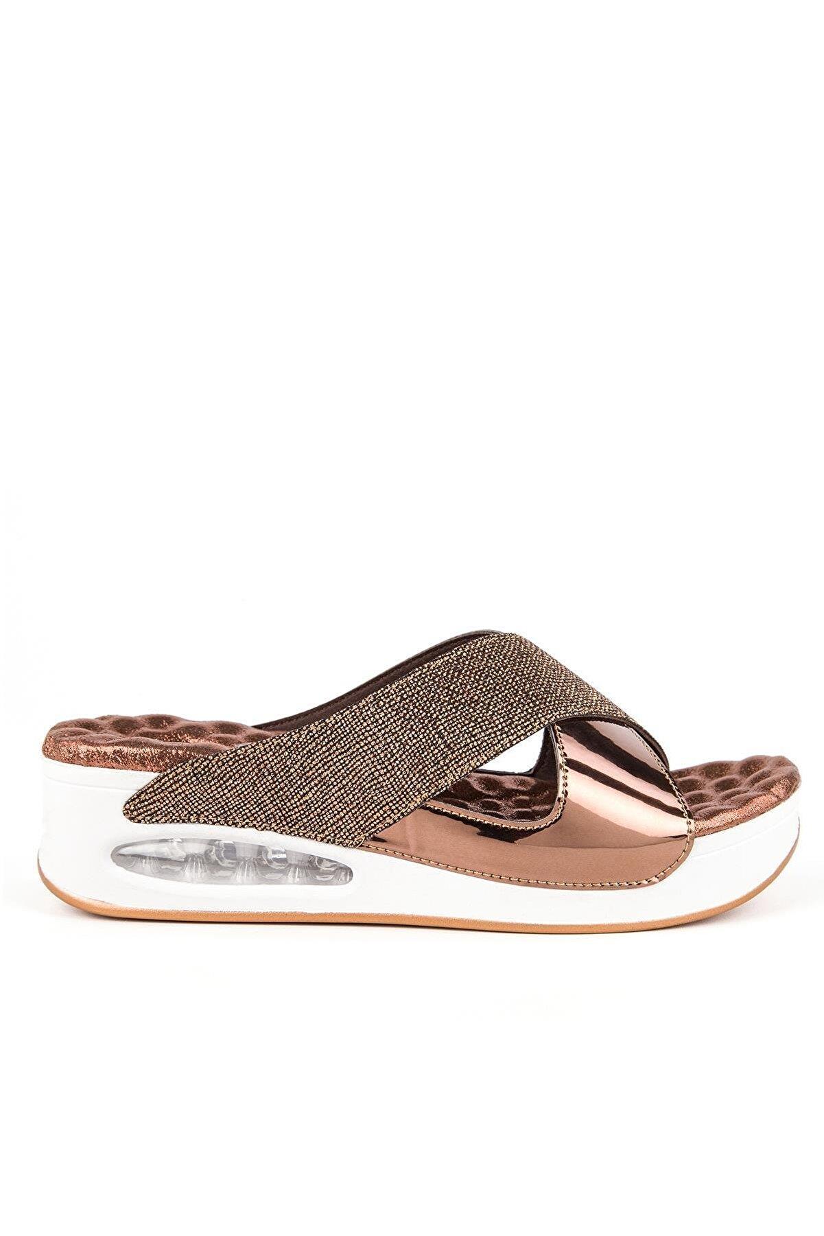 31169 Fly Anatomik Air Max Tabanlı Kadın Terlik  Bronz