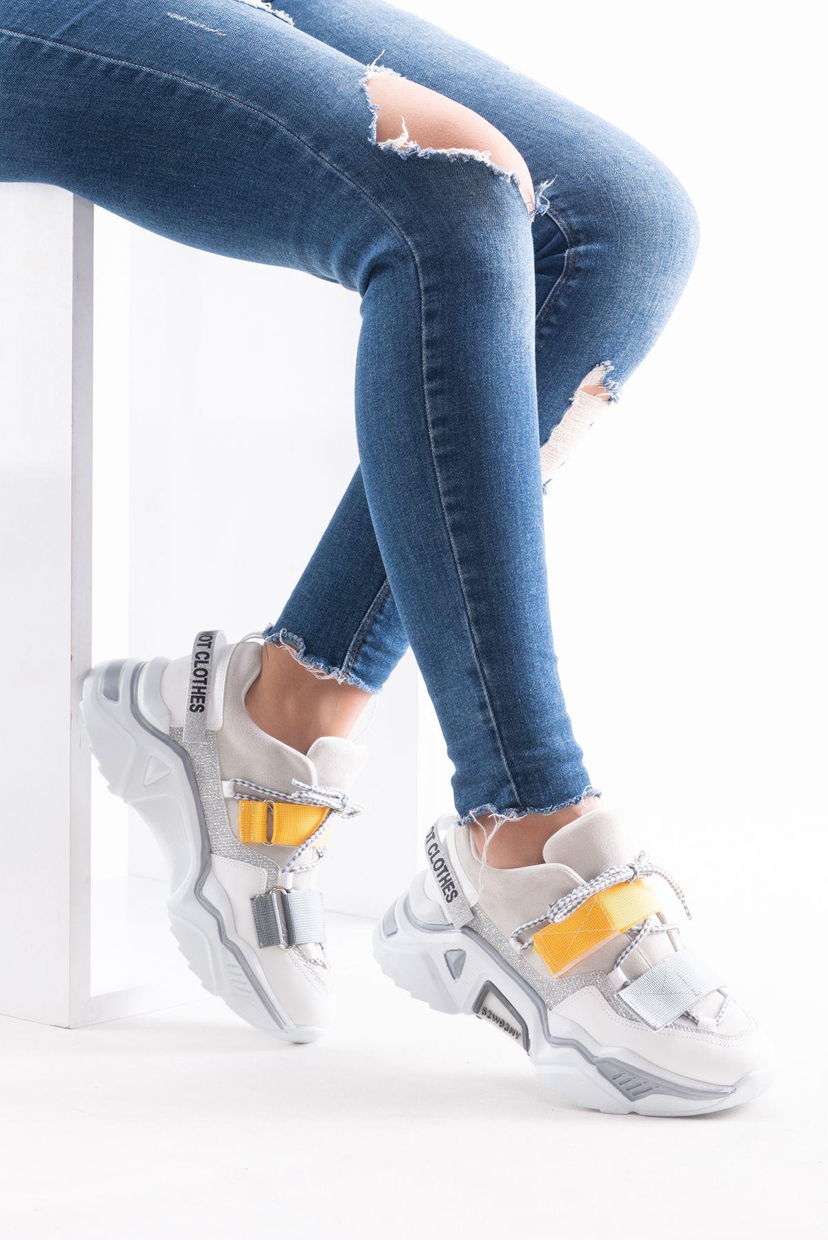 65140 Kadın Fashion Sneaker Spor Ayakkabı Beyaz