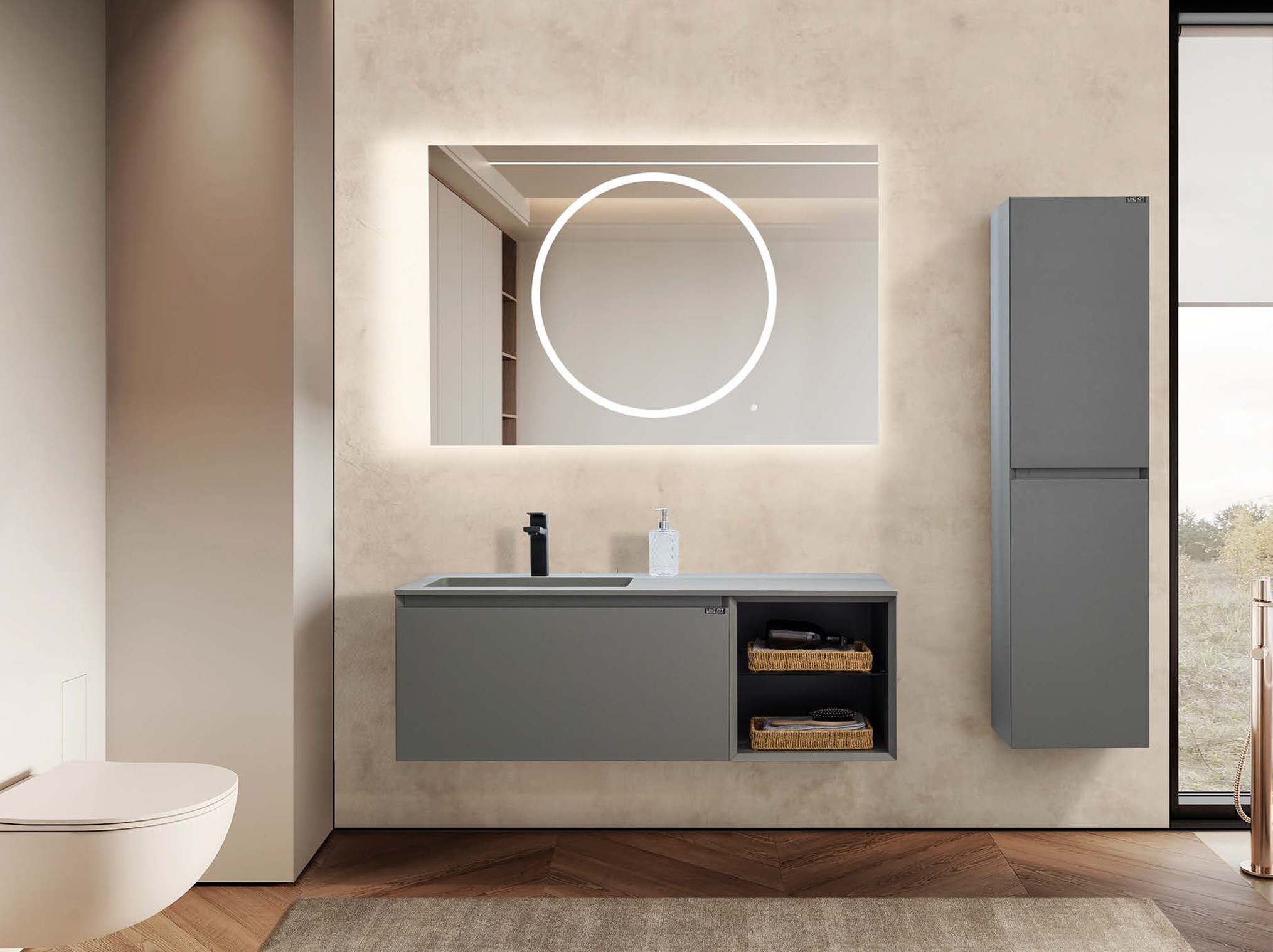 BELLA 120L Sol Hazneli Banyo Dolabı Takımı