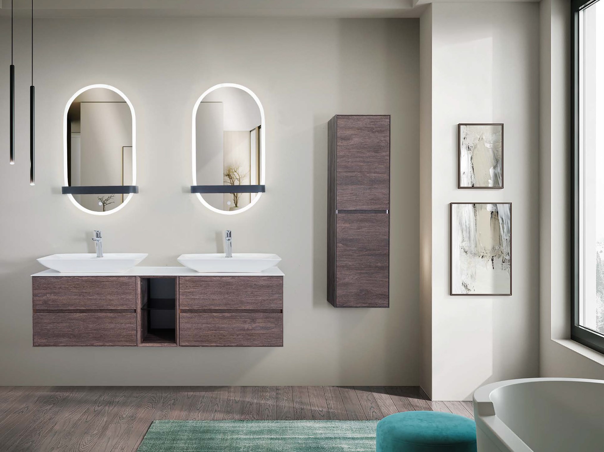 GIZA 155D Çift Lavabolu Banyo Dolabı Takımı