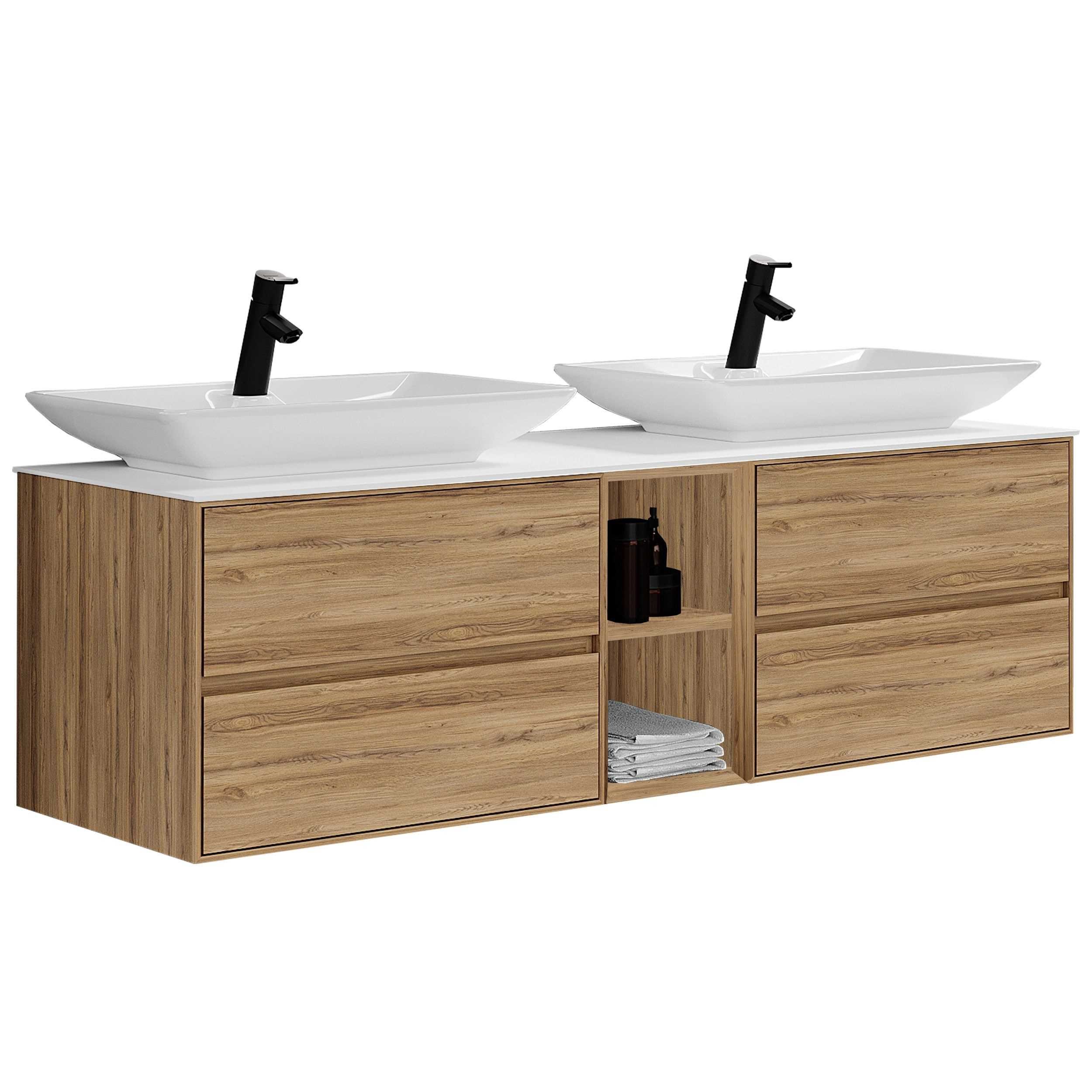 GIZA 155D Çift Lavabolu Banyo Dolabı Takımı