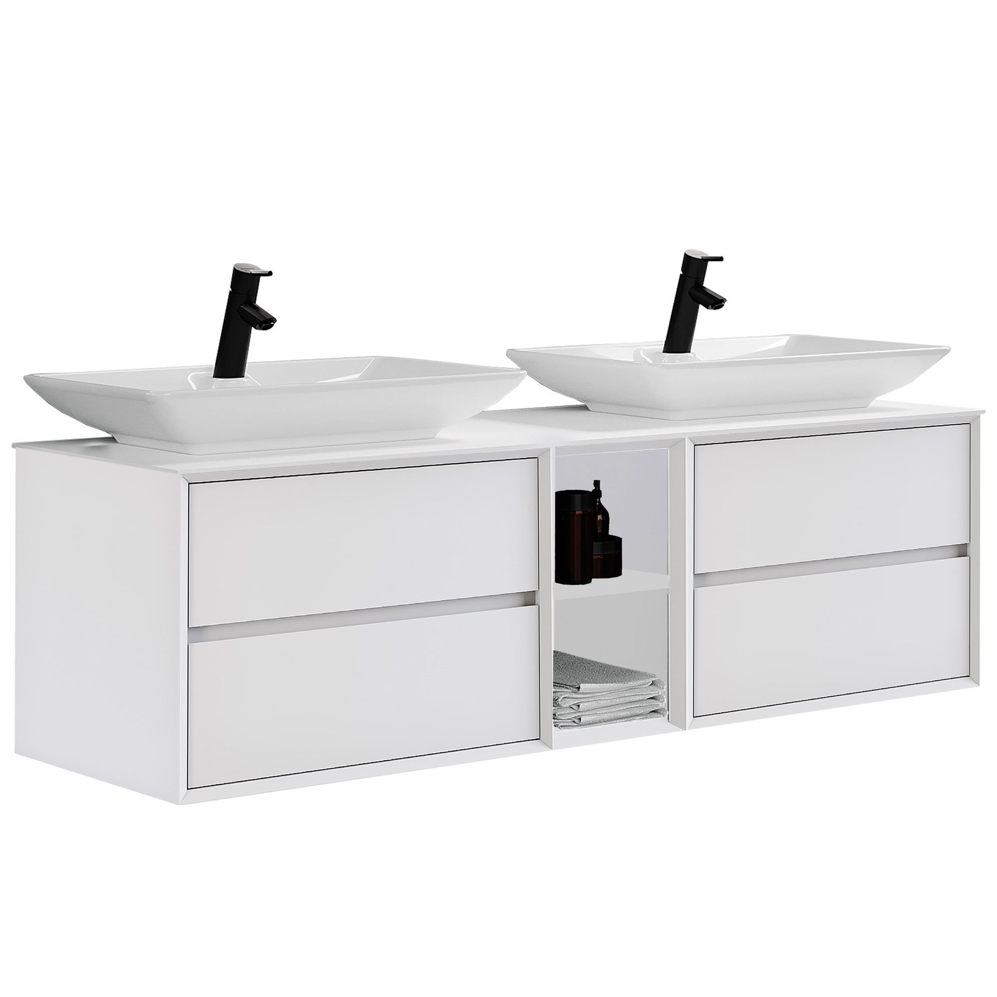 GIZA 155D Çift Lavabolu Banyo Dolabı Takımı