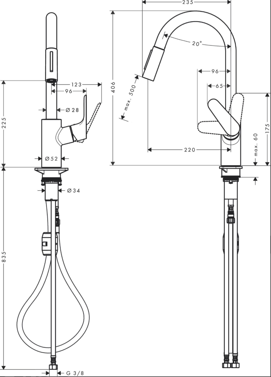 HANSGROHE FOCUS M41 EVIYE BATARYASI 240 TEK KOLLU