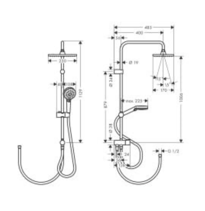 HANSGROHE VERNIS SHAPE DUS KOLONU 230 1 JET