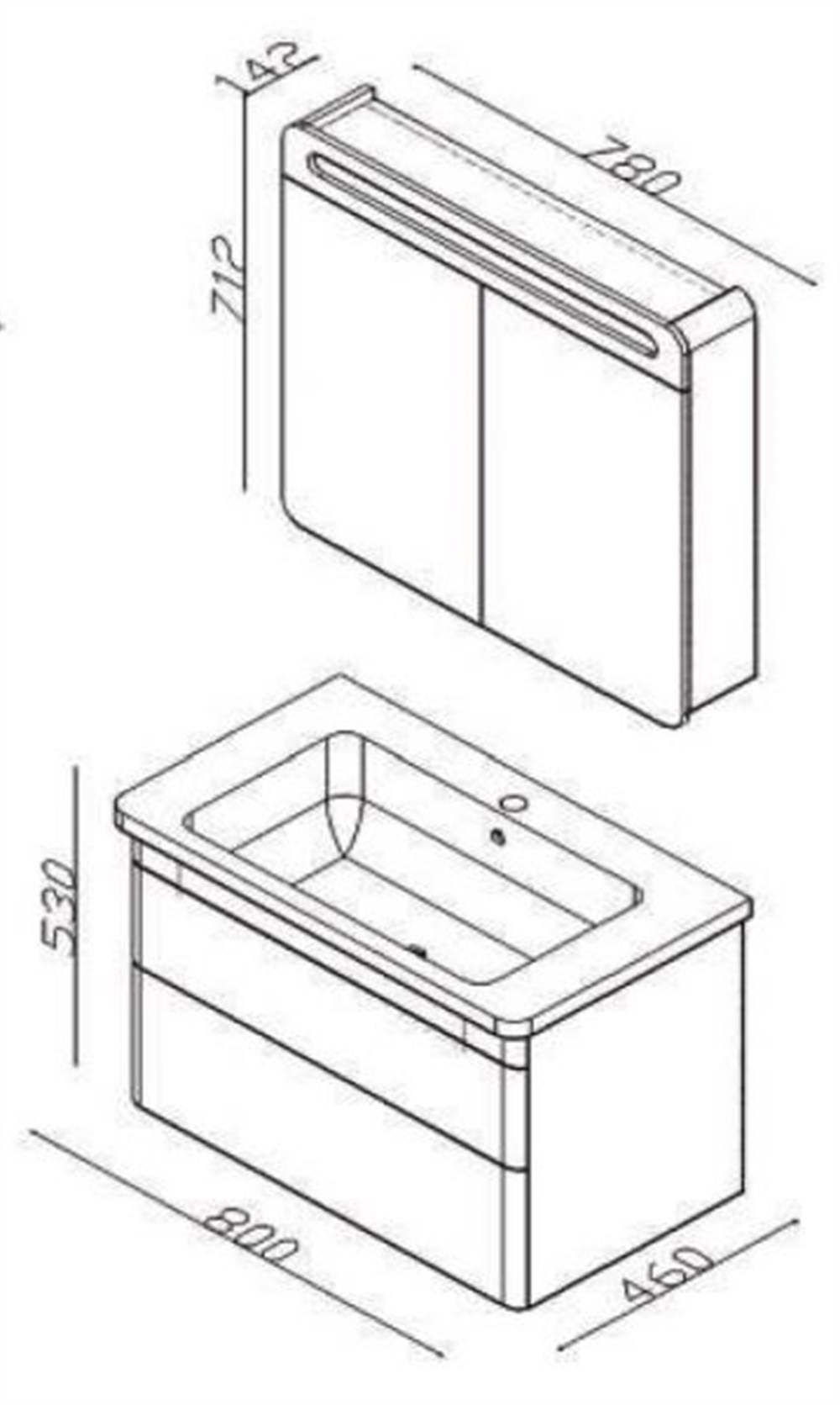 LİNE ART EFES 800 SET BANYO MOBİLYASI