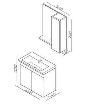 LİNE ART INCI 600 SET BANYO MOBİLYALARI