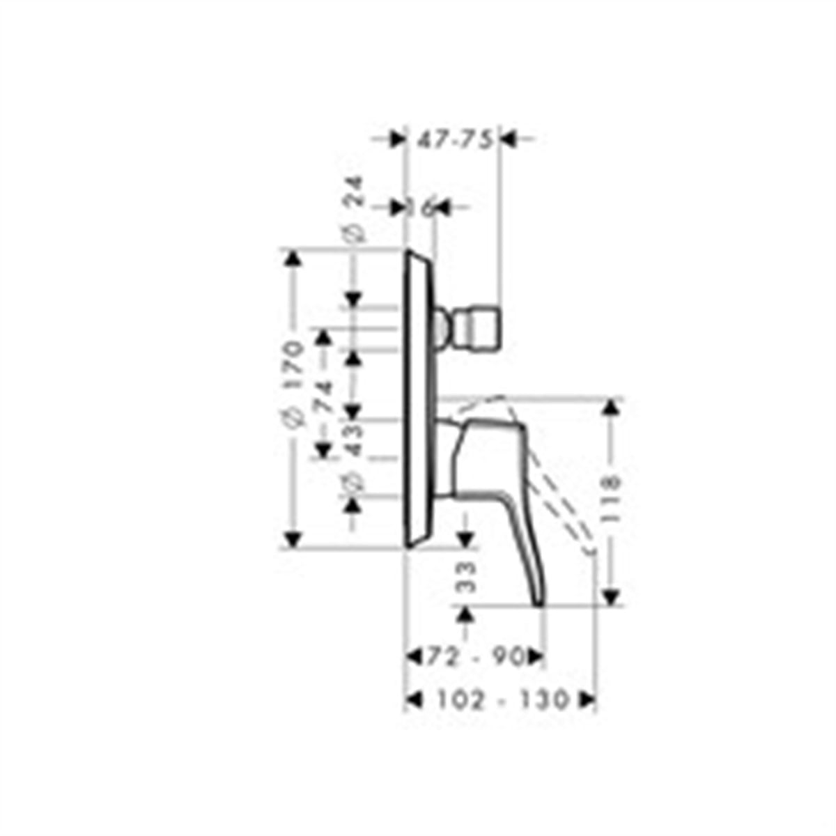 HANSGROHE METRİS ANKASTRE TEK KOLLU BANYO BATARYASI