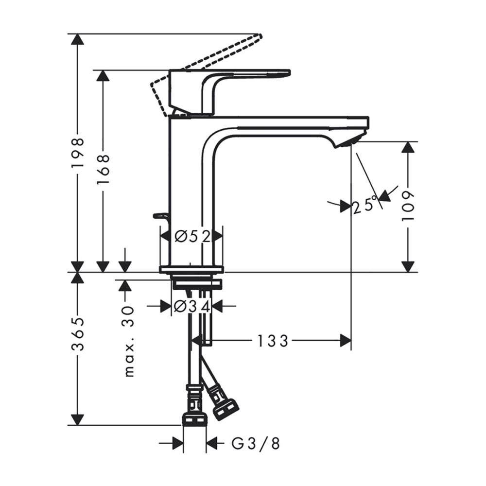 REBRİS E TEK KOLLU LAVABO BATARYASI 110SİFON KUMANDALI