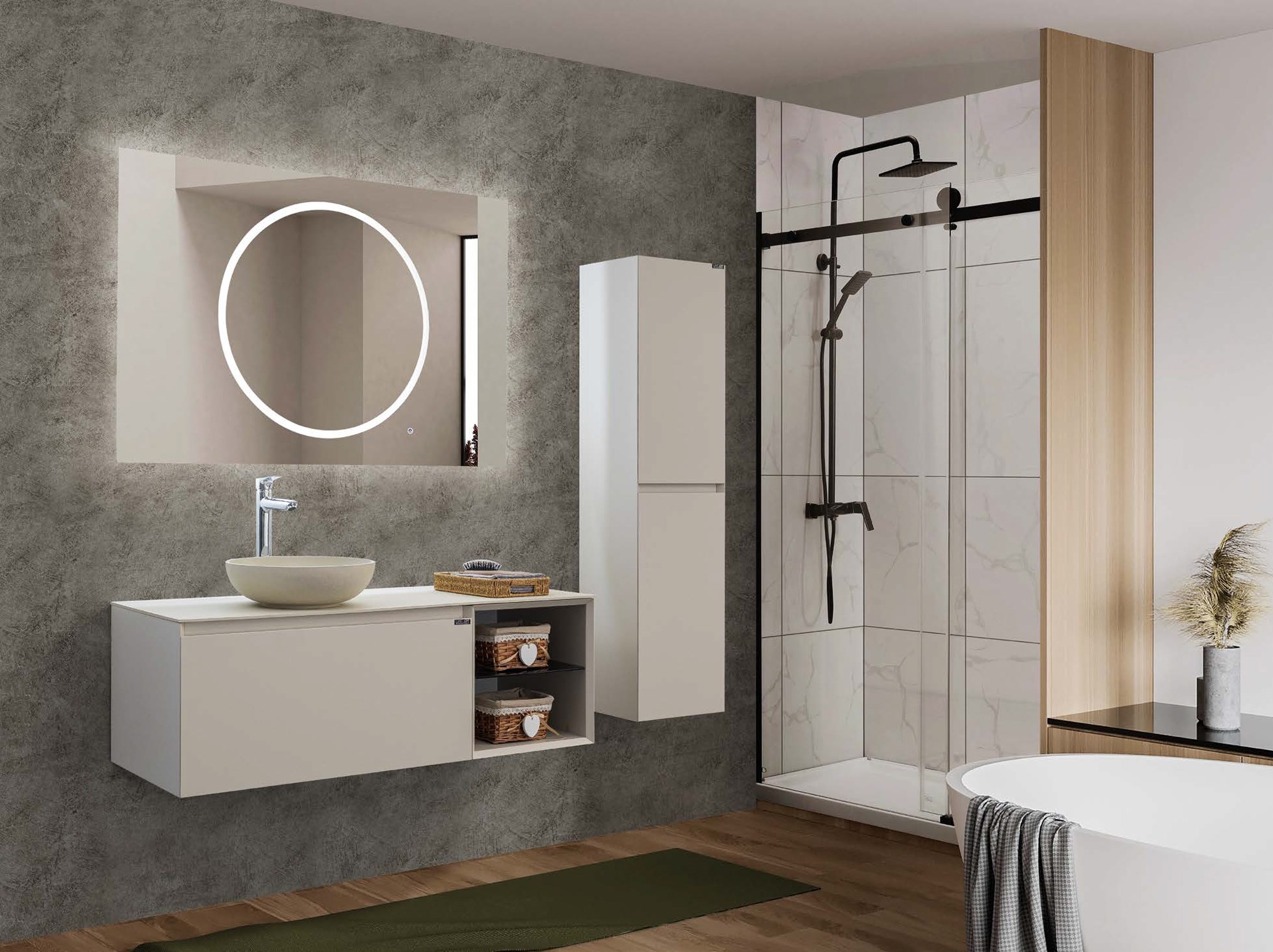 ROYAL CIRCLE 120L Sol Hazneli Banyo Dolabı Takımı