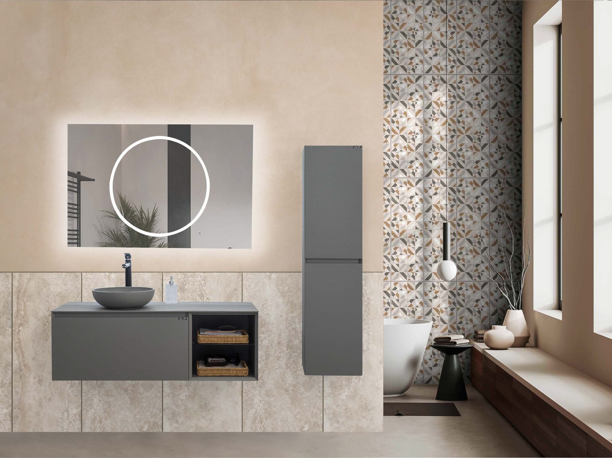 ROYAL CIRCLE 120L Sol Hazneli Banyo Dolabı Takımı