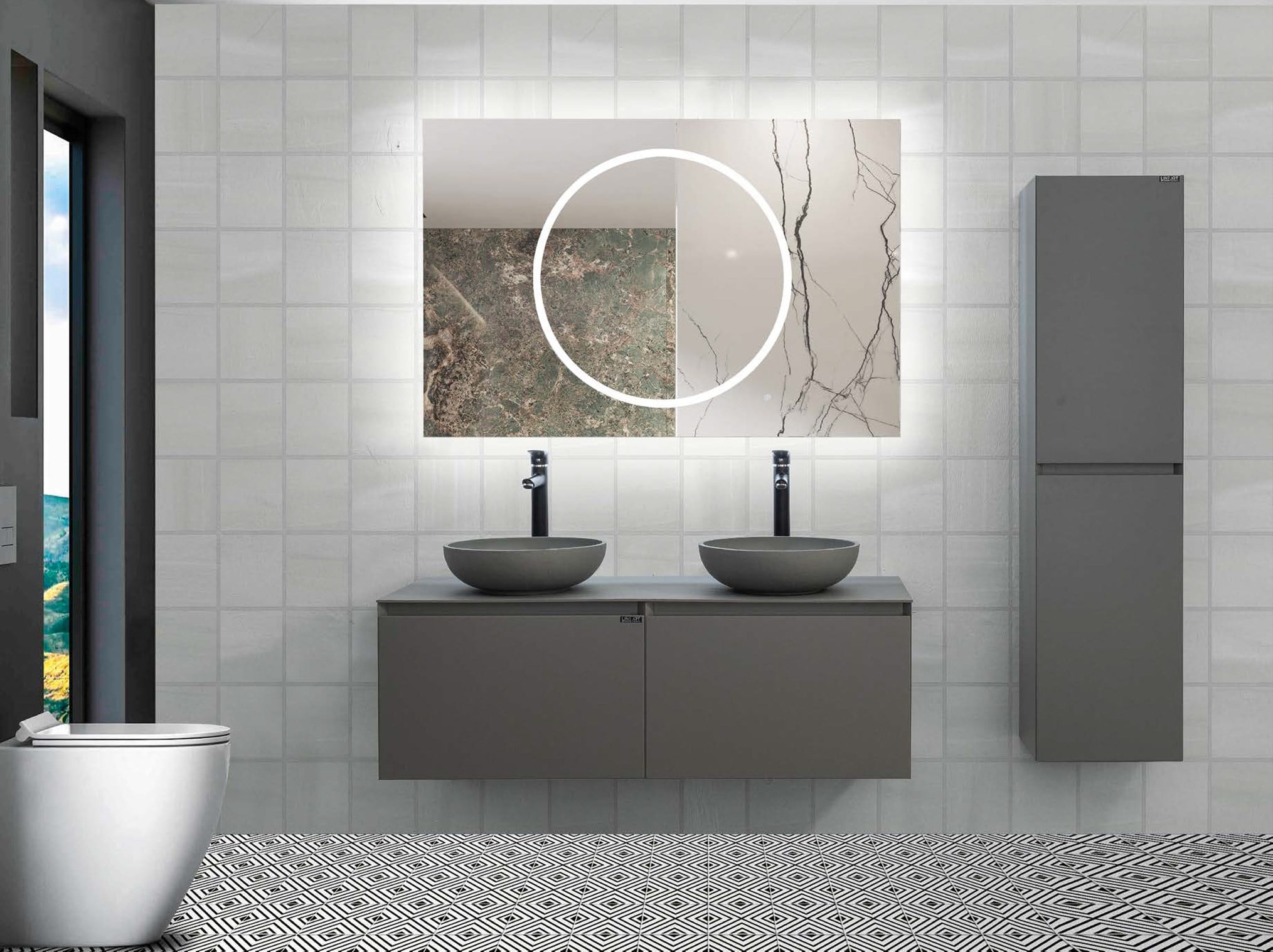 ROYAL CIRCLE Çift Lavabolu Banyo Dolabı Takımları