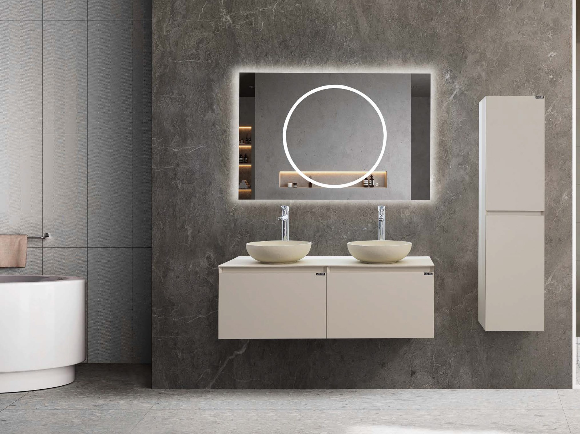 ROYAL CIRCLE Çift Lavabolu Banyo Dolabı Takımları