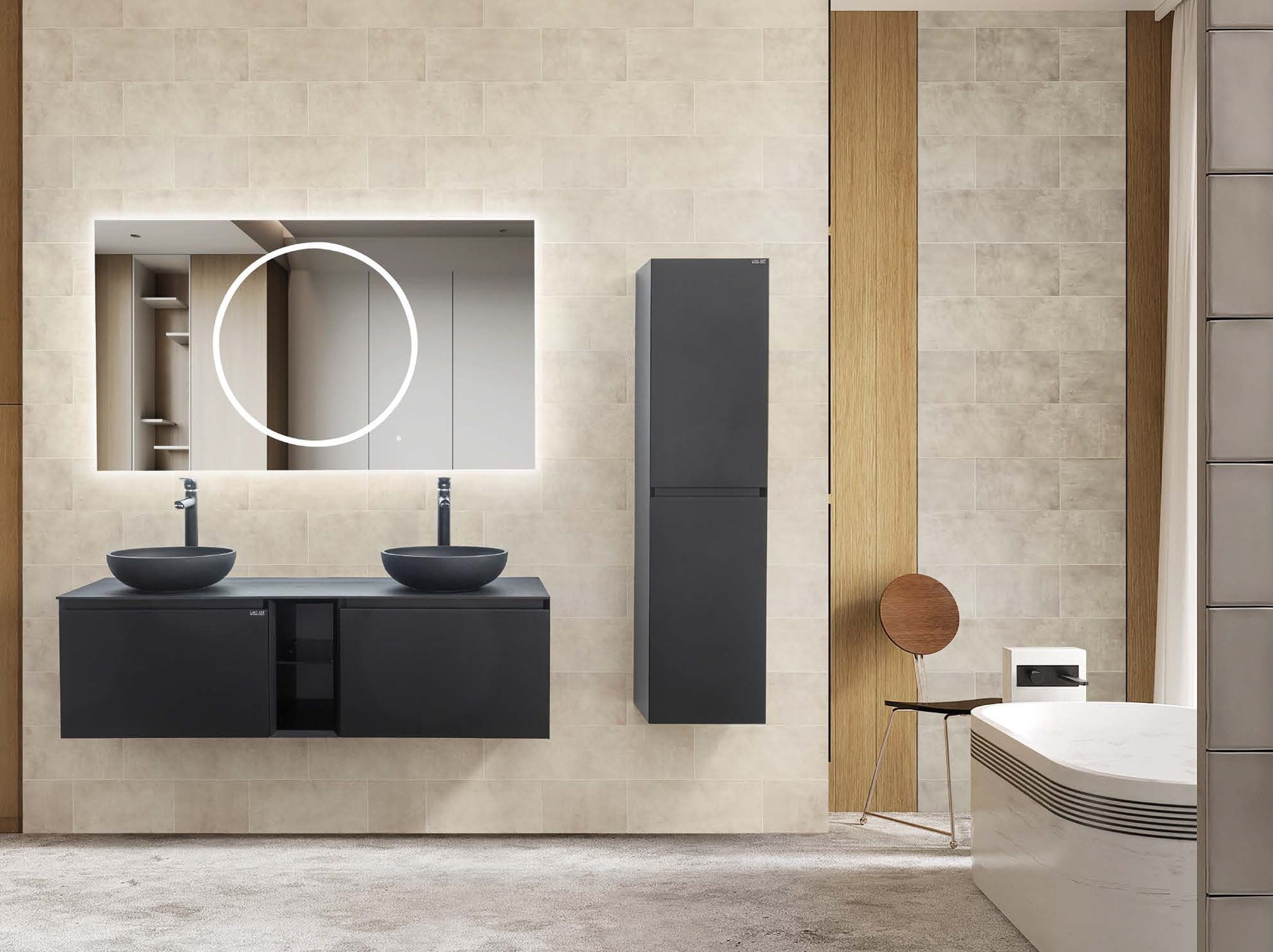 ROYAL CIRCLE Çift Lavabolu Banyo Dolabı Takımları