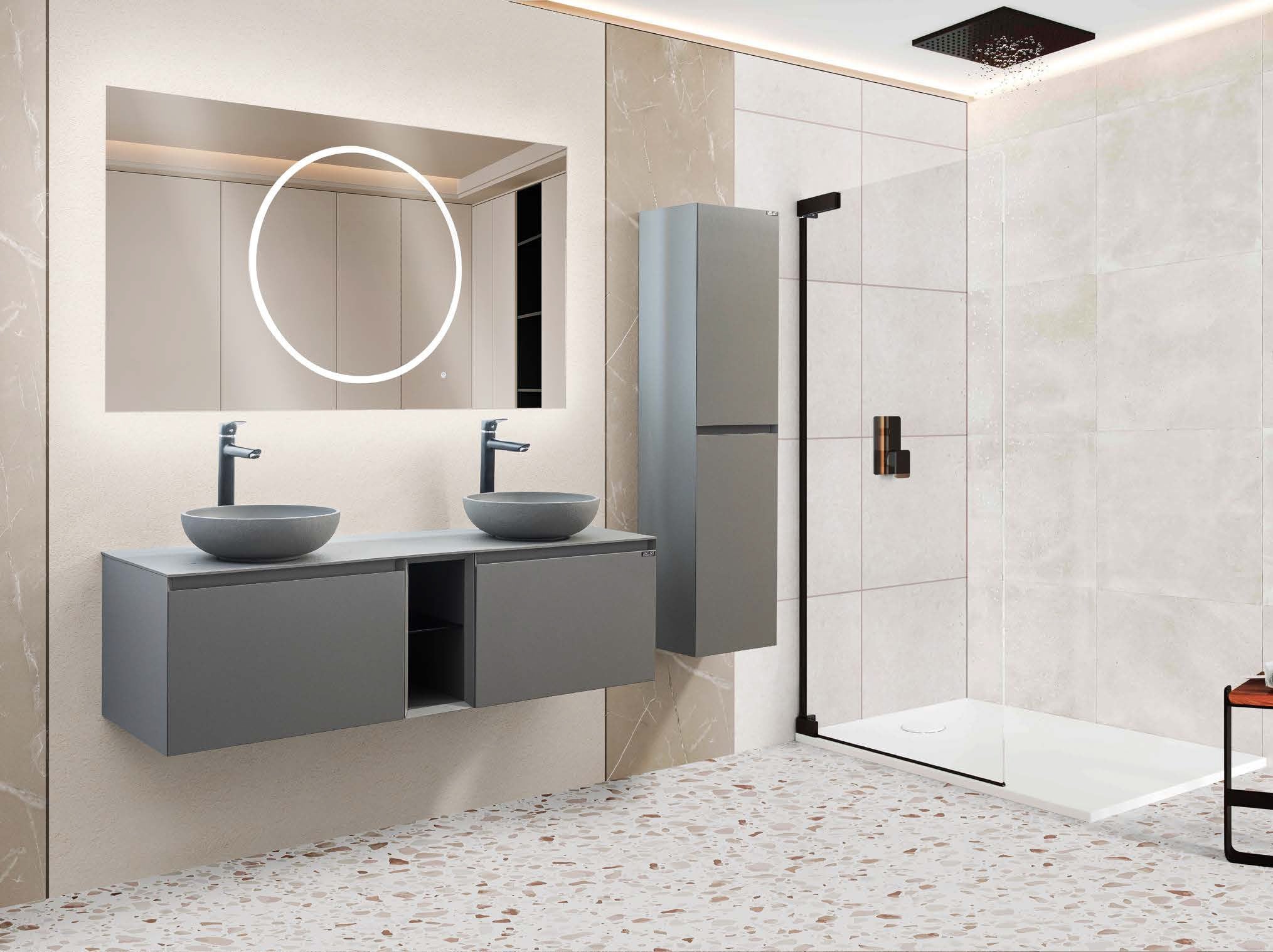 ROYAL CIRCLE Çift Lavabolu Banyo Dolabı Takımları