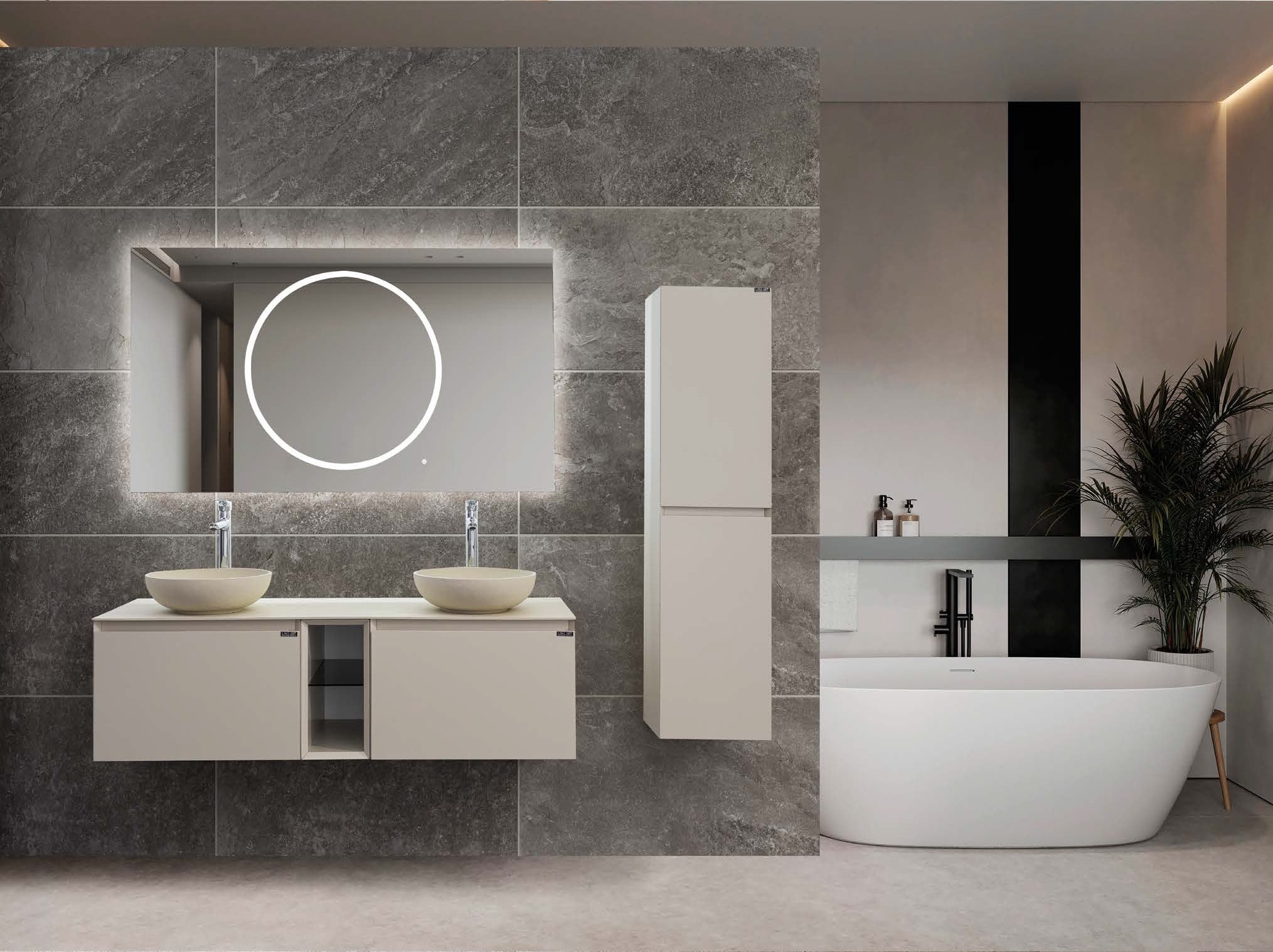ROYAL CIRCLE Çift Lavabolu Banyo Dolabı Takımları
