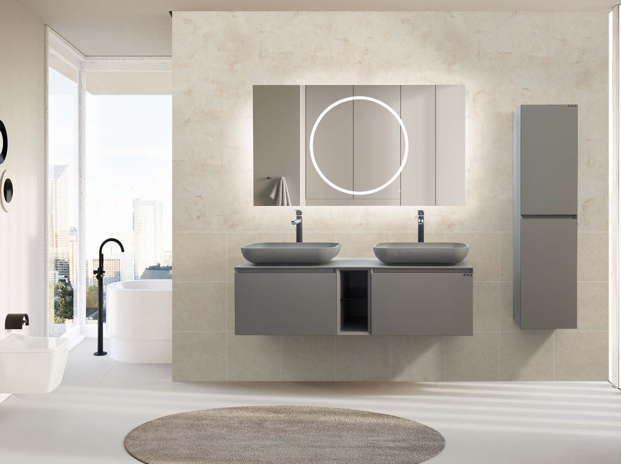 ROYAL RECT 140D Çift Lavabolu Banyo Dolabı Takımı