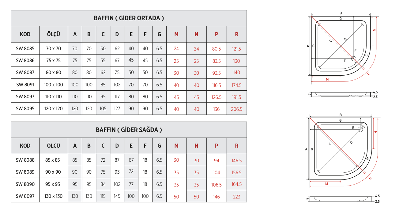 SHOWER BAFFİN OVAL FLAT DUŞ TEKNESİ