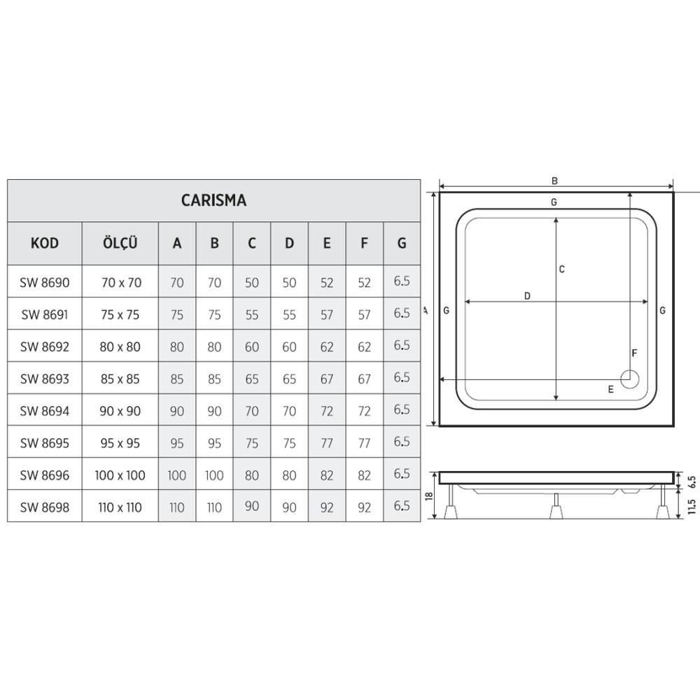 SHOWER CARİSMA KARE DUŞ TEKNESİ
