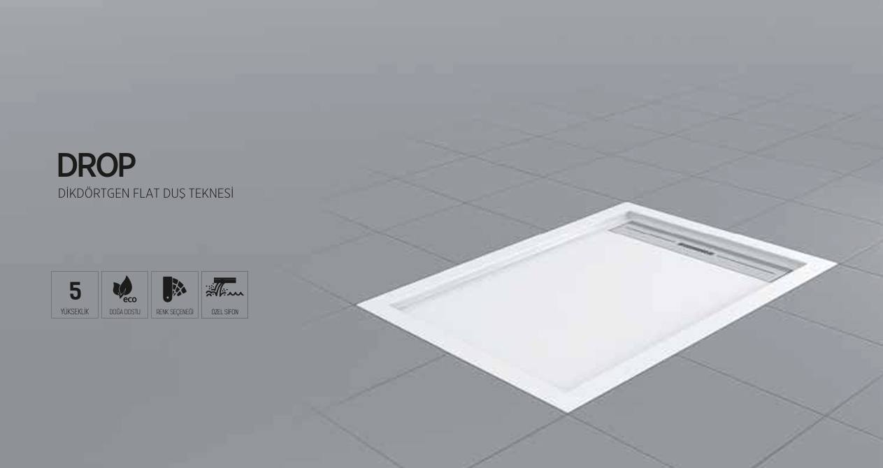 SHOWER DROP DİKDÖRTGEN FLAT DUŞ TEKNESİ