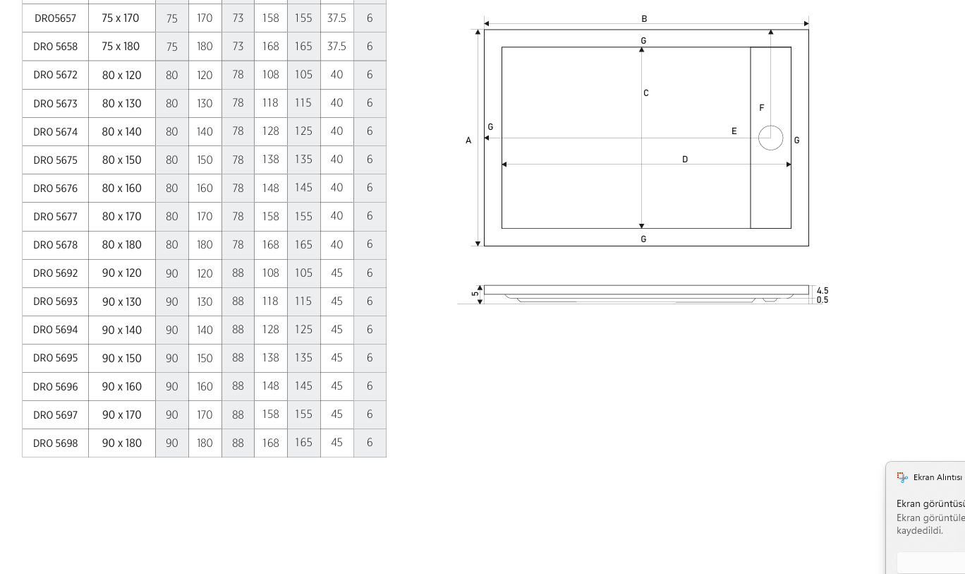 SHOWER DROP DİKDÖRTGEN FLAT DUŞ TEKNESİ