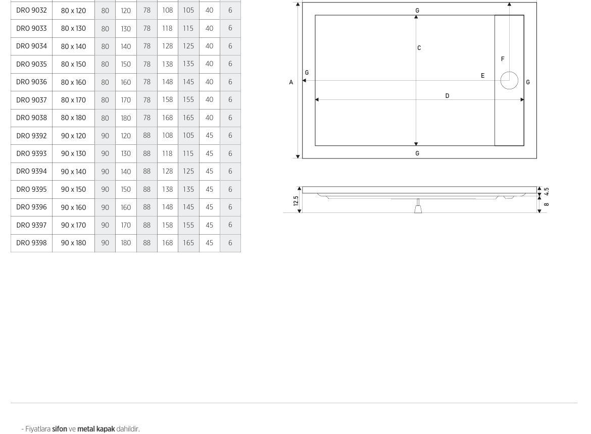 SHOWER DROP DİKDÖRTGEN MONOBLOK DUŞ TEKNESİ