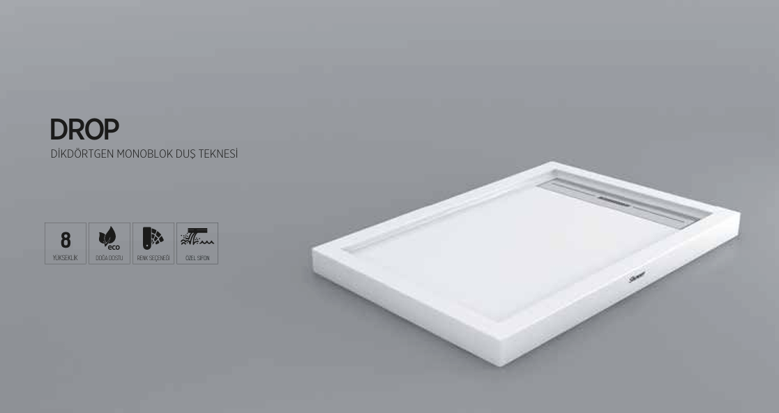 SHOWER DROP DİKDÖRTGEN MONOBLOK DUŞ TEKNESİ