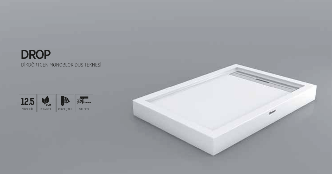 SHOWER DROP DİKDÖRTGEN MONOBLOK DUŞ TEKNESİ