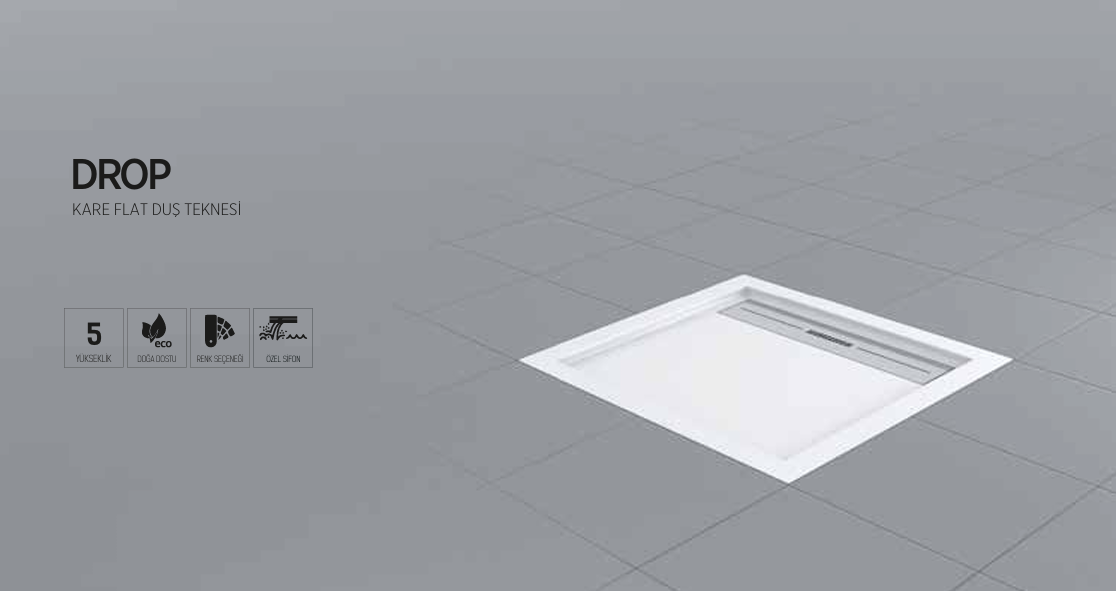 SHOWER DROP KARE FLAT DUŞ TEKNESİ