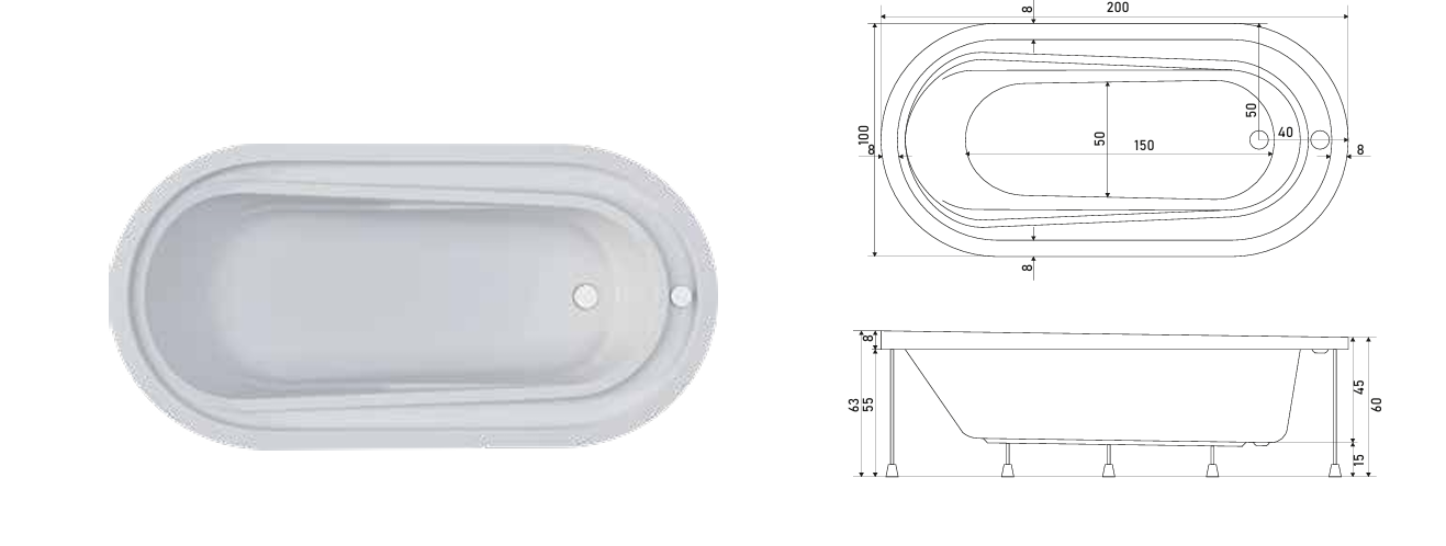SHOWER GRAND ELİPS TAŞMALI ÖZEL KÜVET