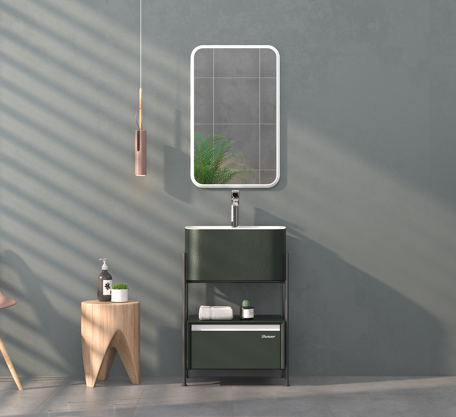 SHOWER IRON 55 ( ÇEKMECELİ ) BANYO DOLAP TAKIMI