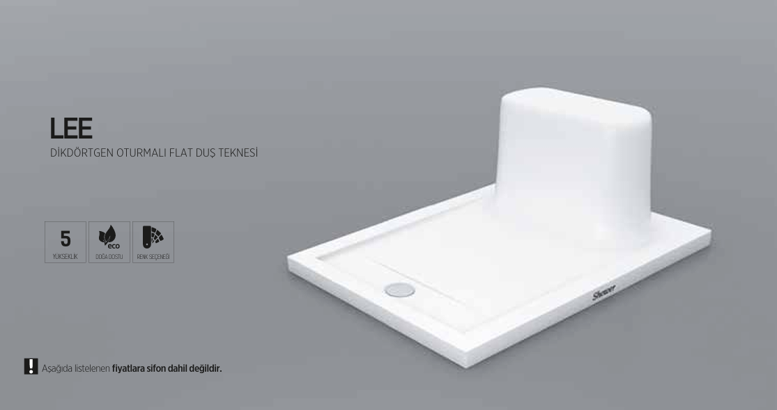 SHOWER LEE DİKDÖRTGEN OTURMALI FLAT DUŞ TEKNESİ