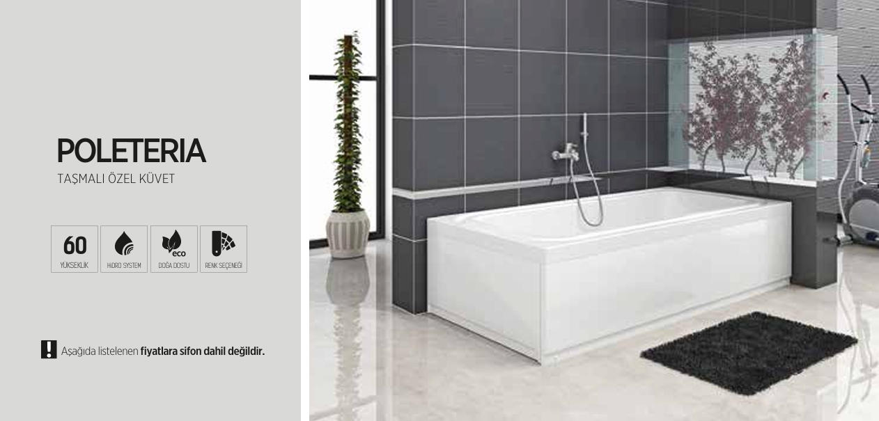 SHOWER POLETERIA TAŞMALI ÖZEL KÜVET