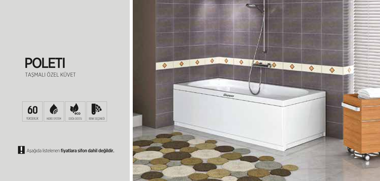 SHOWER POLETI TAŞMALI ÖZEL KÜVET