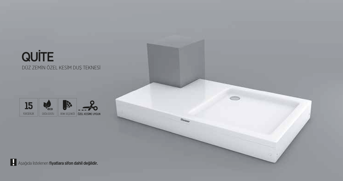 SHOWER QUİTE DÜZ ZEMİN ÖZEL KESİM DUŞ TEKNESİ