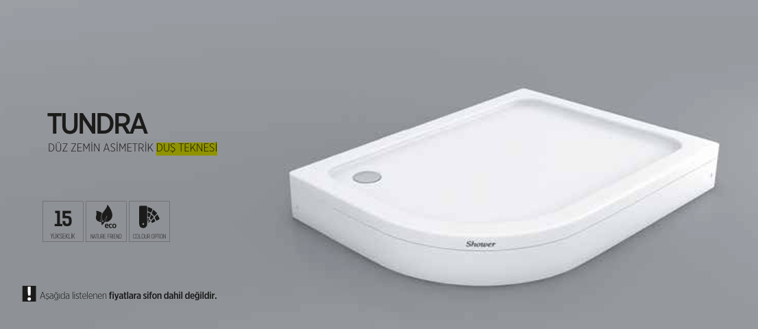 SHOWER TUNDRA DÜZ ZEMİN ASİMETRİK DUŞ TEKNESİ