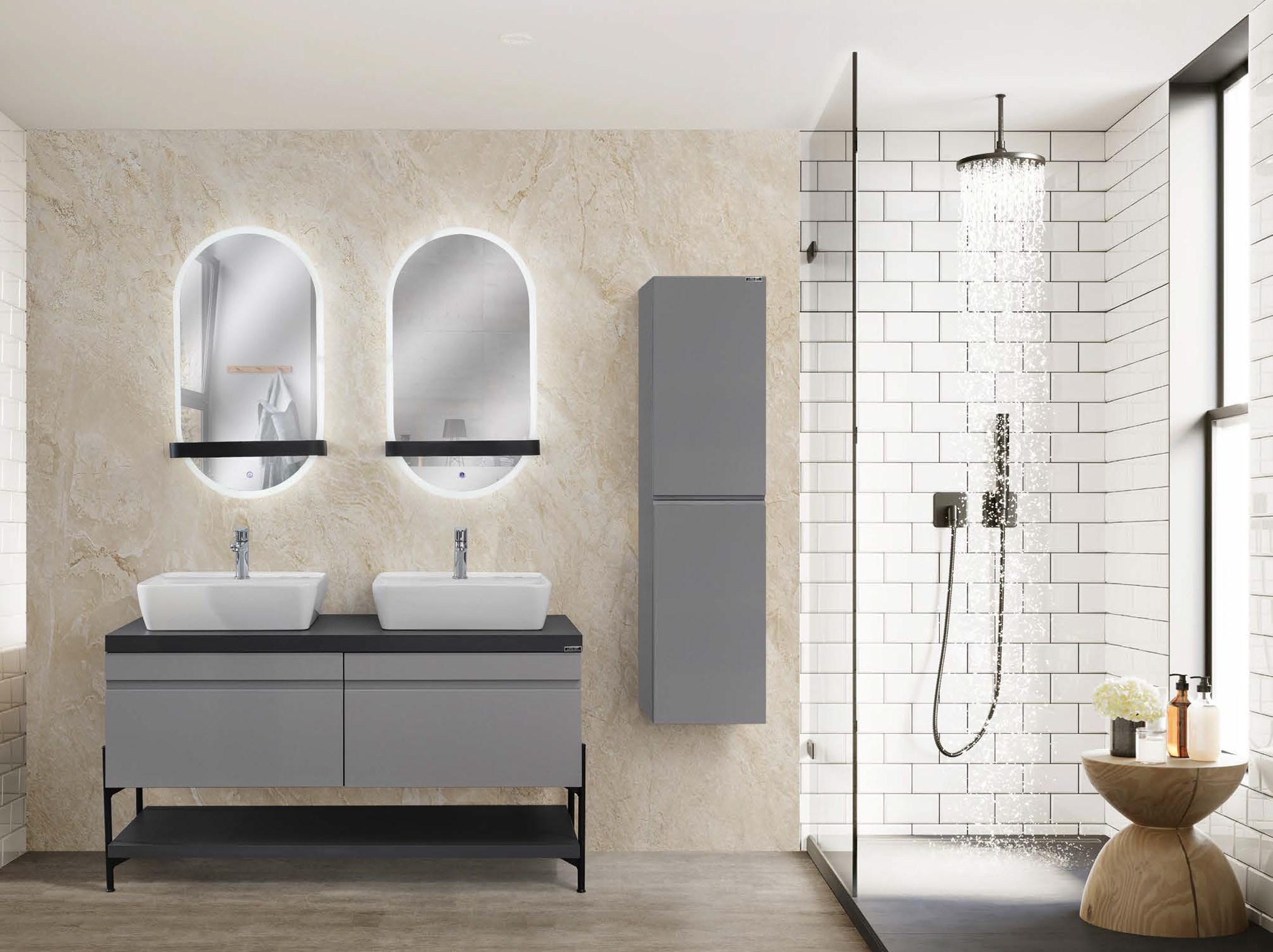 STYLE 140D Çift Lavabolu Banyo Dolabı Takımı