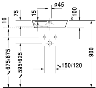 DURAVİT CAPE COD DURACERAM 48CM ÇANAK LAVABO