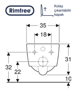 GEBERİT İCON SQUARE RİMFREE ASMA KLOZET SET