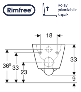 GEBERİT SMYLE SQUARE RİMFREE ASMA KLOZET SET