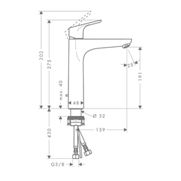 HANSGROHE FOCUS TEK KOLLU LAVABO BATARYASI 190 KUMANDALI