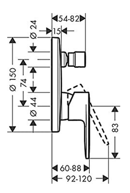 HANSGROHE VERNIS SHAPE TEK KOLLU BANYO BATARYASI