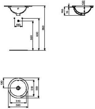 Ideal Standard Sphere Tezgah Altı Lavabo 38 cm
