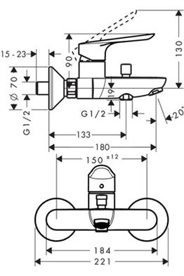 HANSGROHE LOGİS E TEK KOLLU BANYO BATARYASI DUVARDAN APLİKE