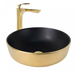 Paluci Lisa Matt Black Gold Yuvarlak Lavabo