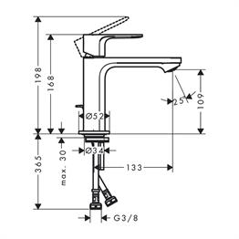 REBRİS E TEK KOLLU LAVABO BATARYASI 110SİFON KUMANDALI