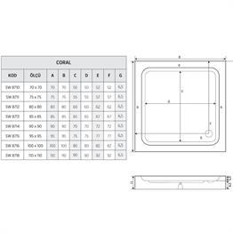 SHOWER CORAL MONOBLOK KARE DUŞ TEKNESİ
