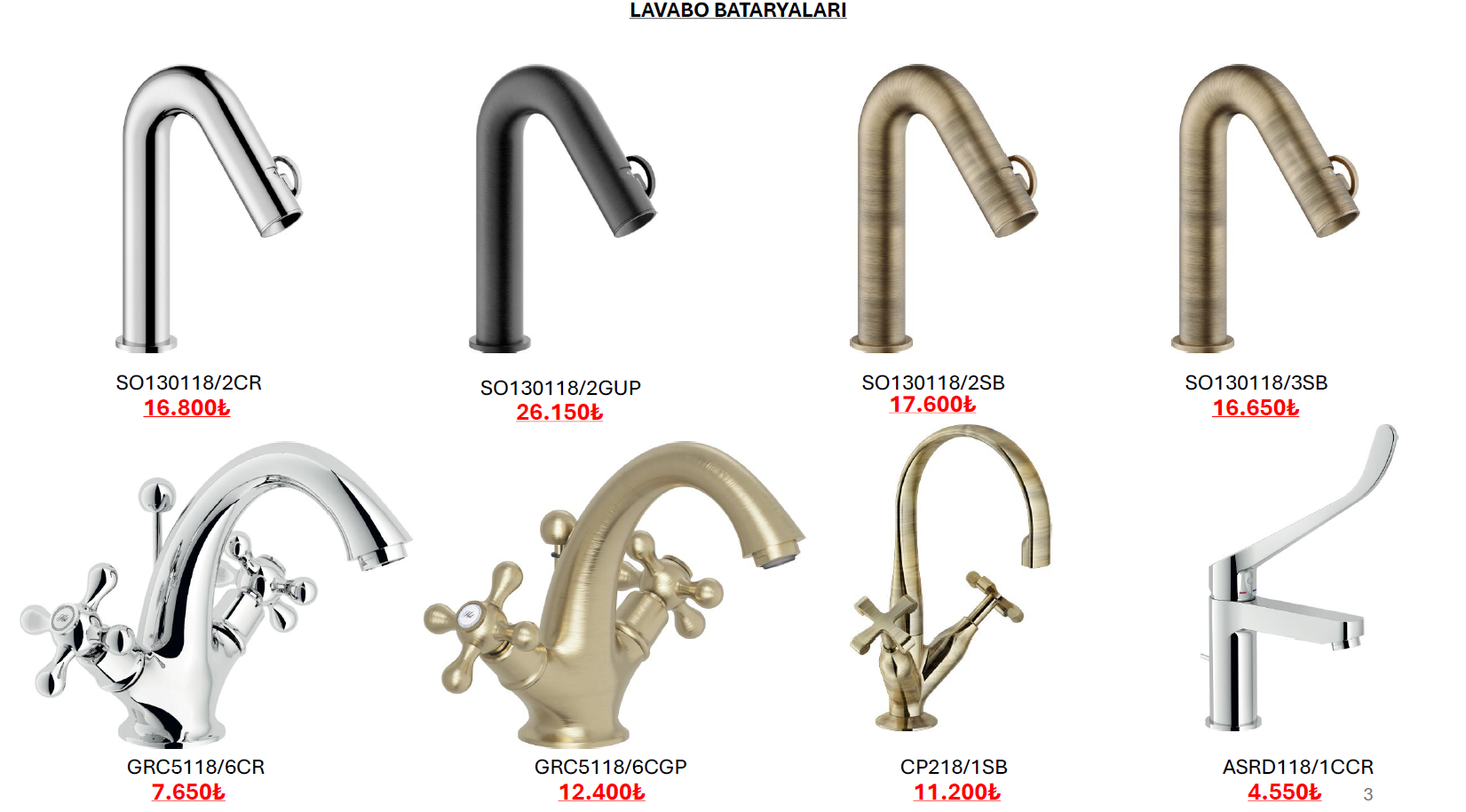 lavabo bataryaları