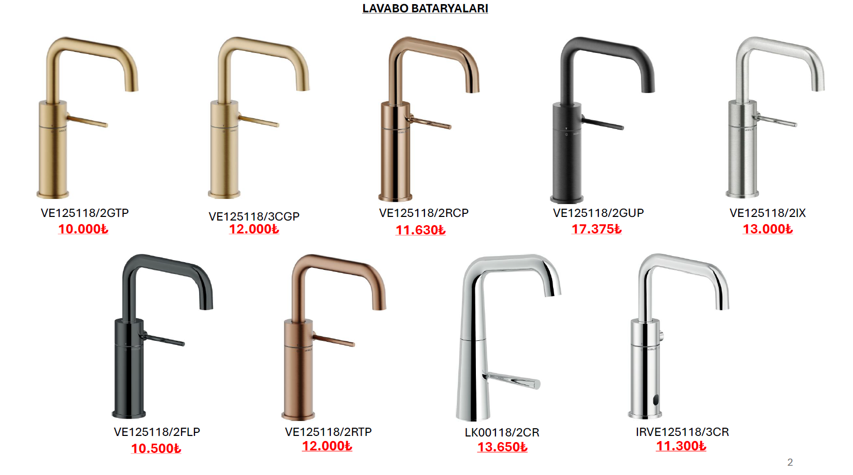 lavabo bataryaları
