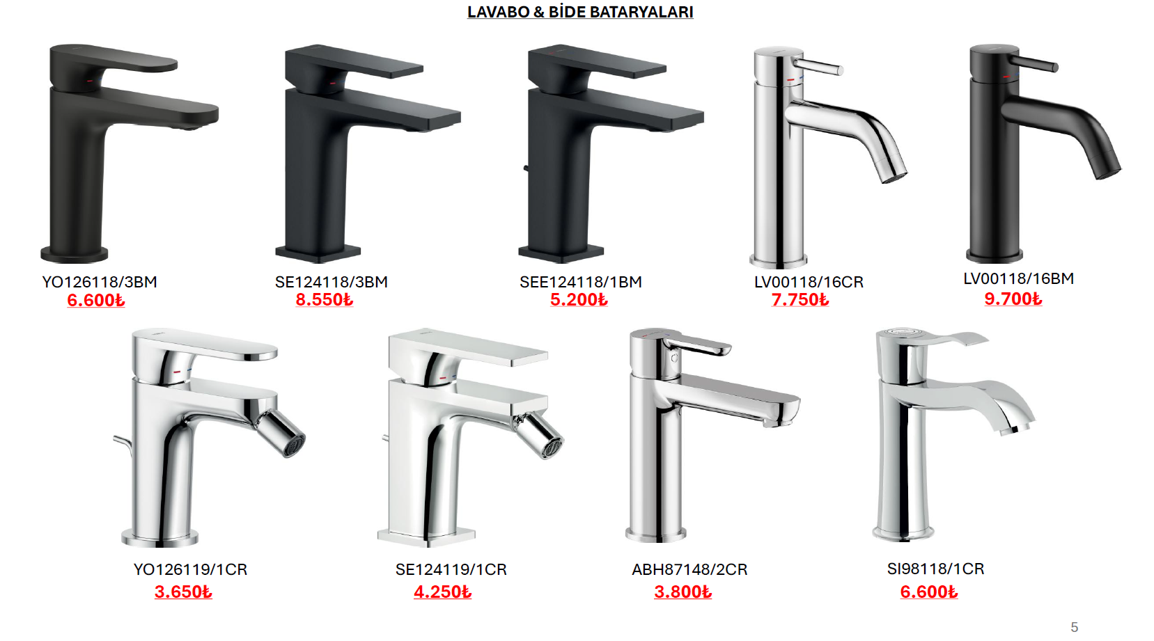 lavabo ve bide bataryaları