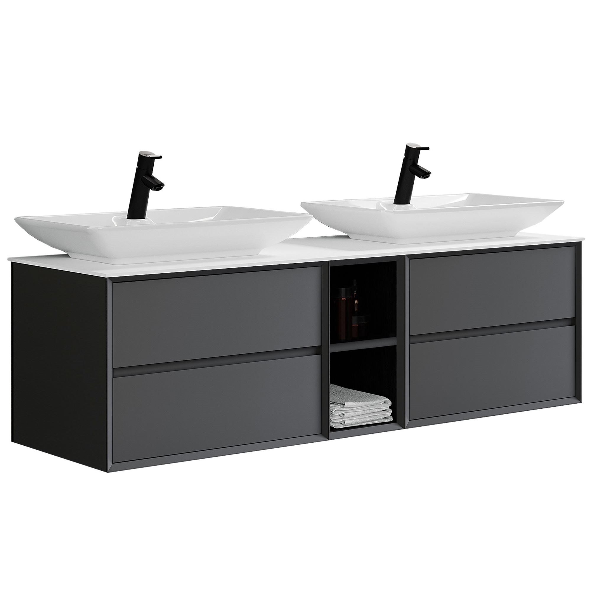 GIZA 155D Çift Lavabolu Banyo Dolabı Takımı